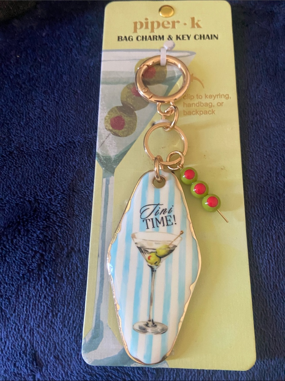 Piper K Martini Bag Charm & Keychain - Picture 2 of 4